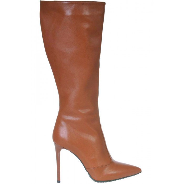 Cizme Stiletto din Piele Naturala Maro Deschis - Cod C239