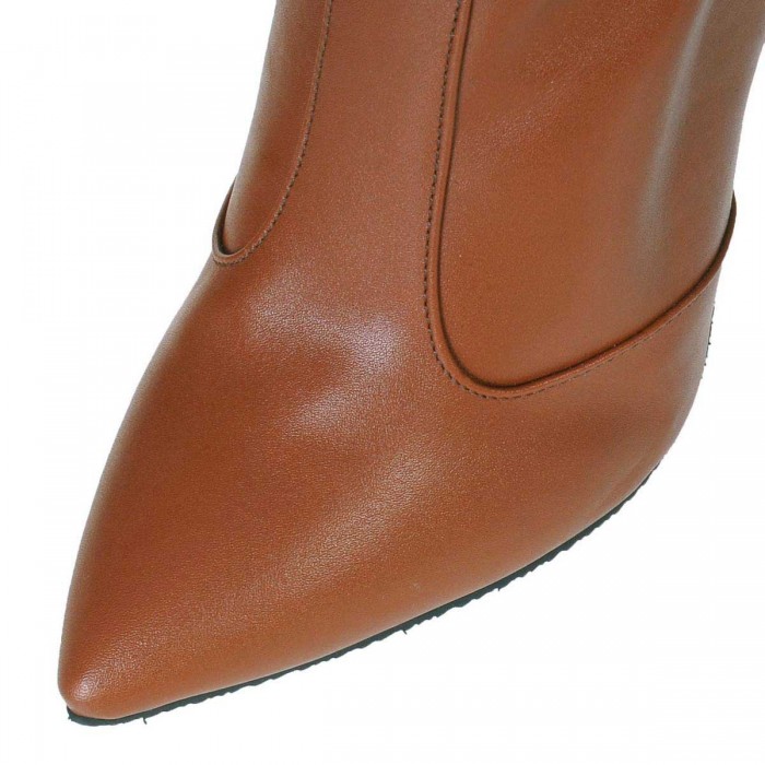 Cizme Stiletto din Piele Naturala Maro Deschis - Cod C239