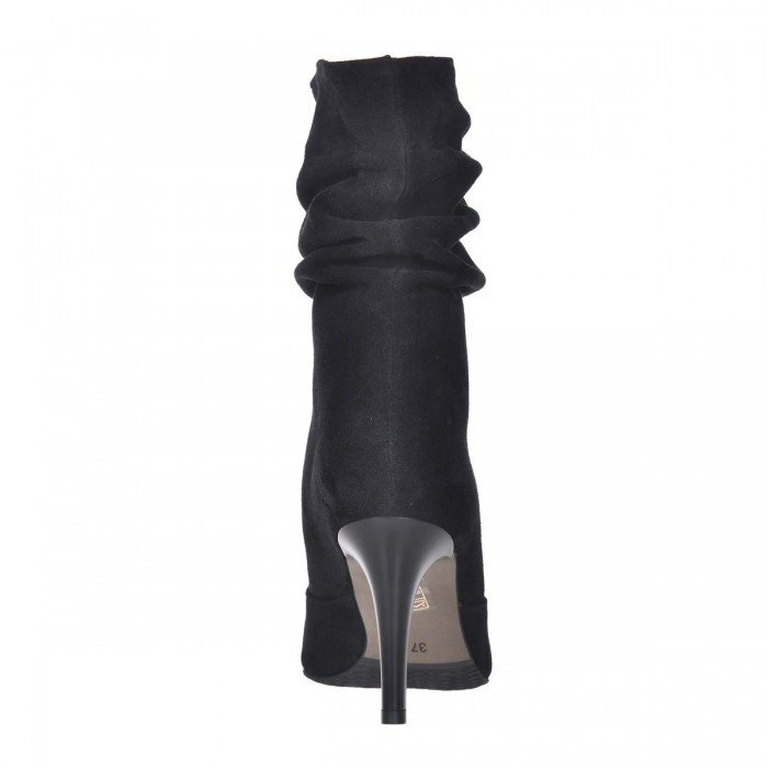 Botine Dama cu Toc Comod Piele Intoarsa Neagra - B365