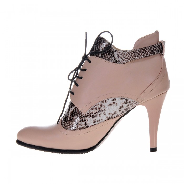 Botine Dama din Piele Naturala Bej - Cod B144