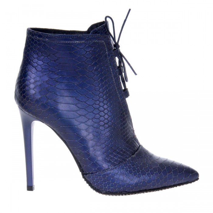 Botine Piele cu Imprimeu de Sarpe Albastru - Cod B226