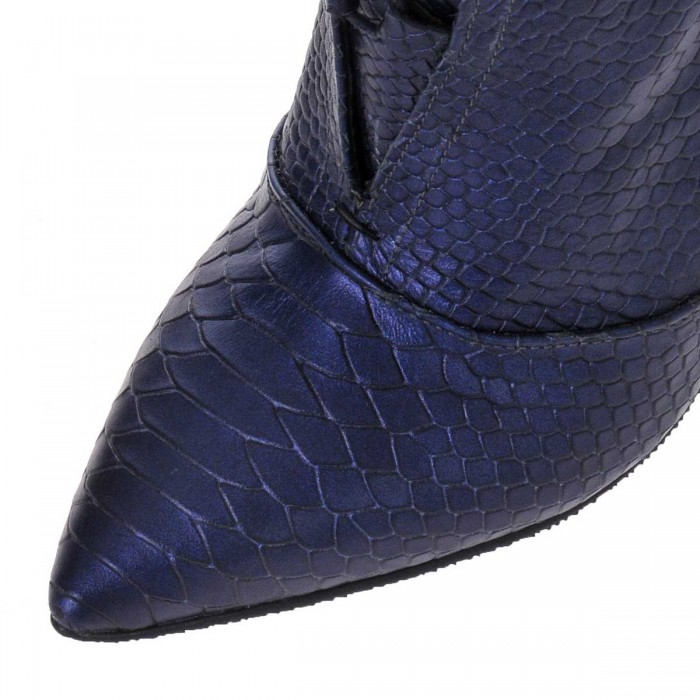 Botine Piele cu Imprimeu de Sarpe Albastru - Cod B226