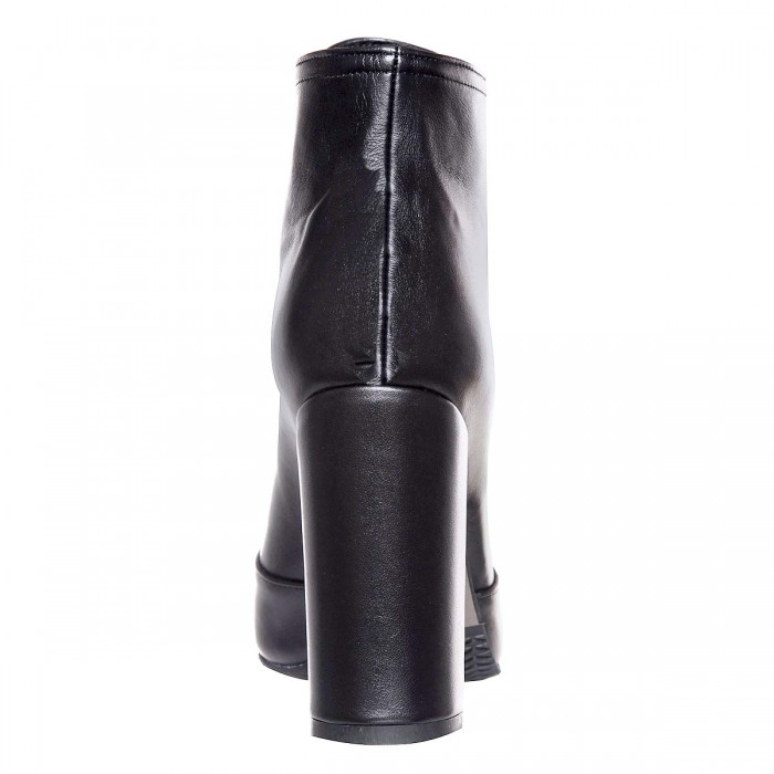 Botine Stiletto cu Siret din Piele Naturala Neagra - Cod B374