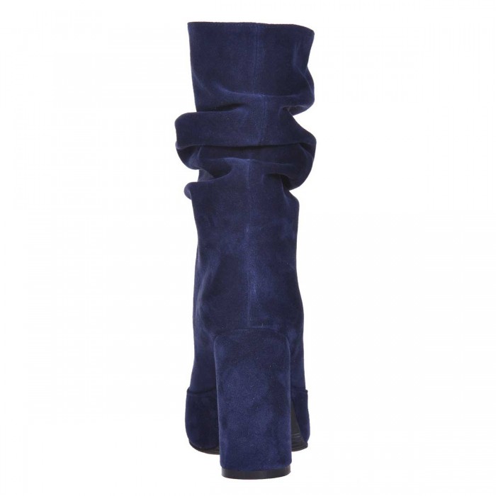 Botine Stiletto Piele Naturala Intoarsa Bleumarin - Cod B325