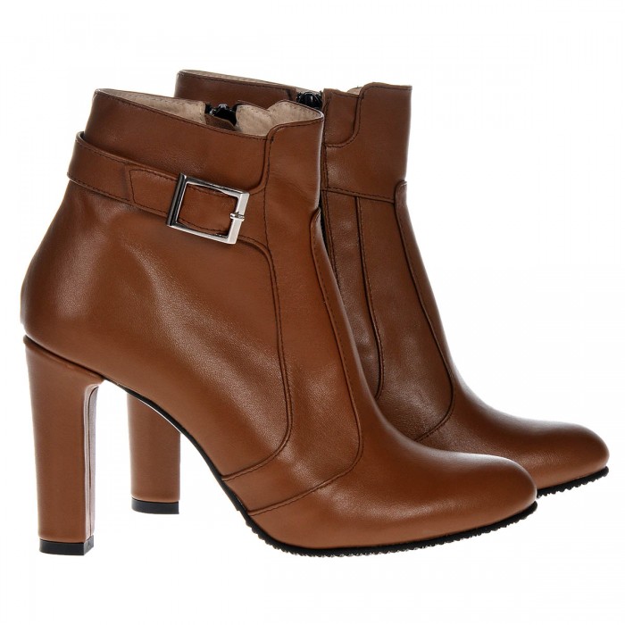 Botine din Piele Naturala Maro Deschis - Cod B104