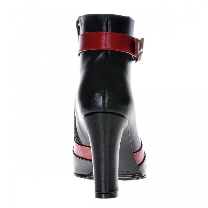 Botine din Piele Naturala Neagra si Rosu Inchis- Cod B100