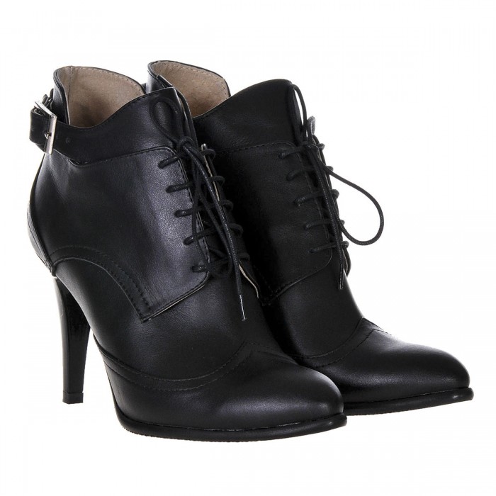 Botine Elegante din Piele Naturala Neagra - Cod B140