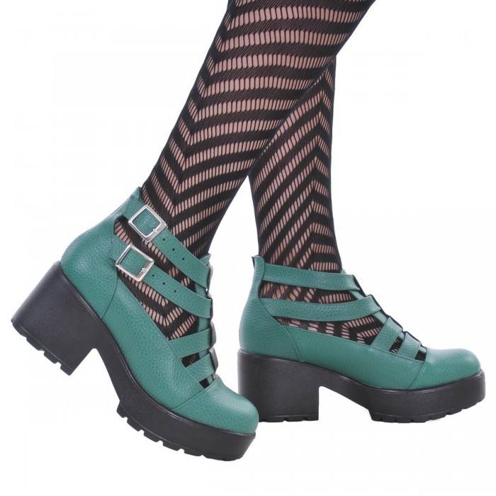 Ghete decupate din Piele Naturala Verde- Cod B239