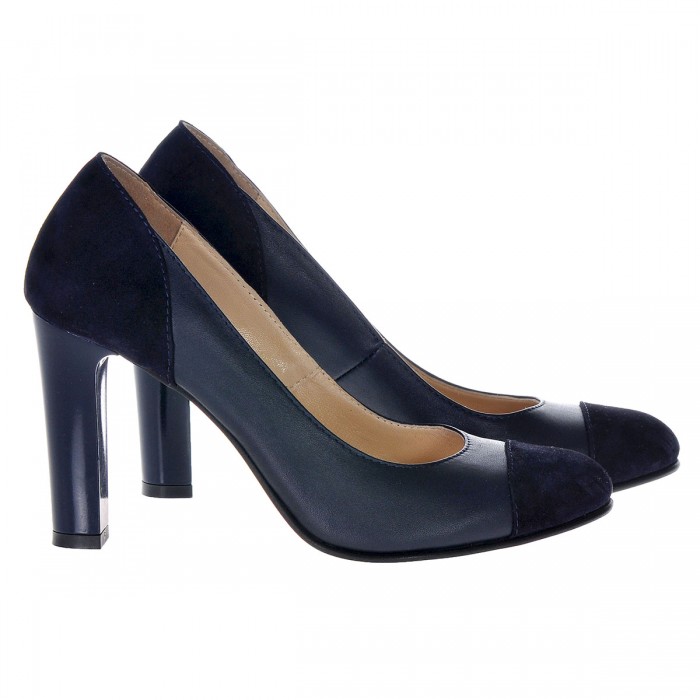 Pantofi Office din Piele Naturala Bleumarin - Cod S356