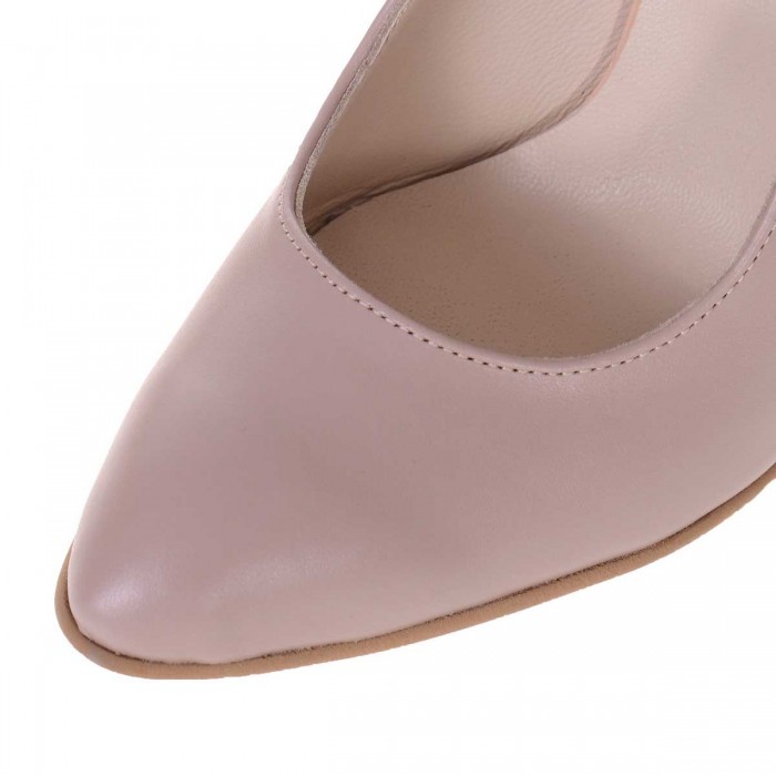 Pantofi dama din Piele Naturala Nude Inchis - Cod S543