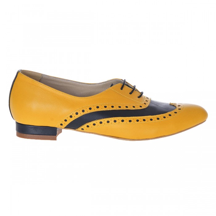 Pantofi Oxford Piele Naturala Mango-Bleumarin - Cod S237