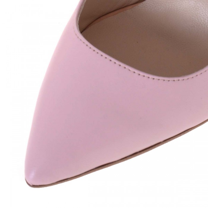 Pantofi Stiletto Cu Toc Gros Piele Naturala Roz Pal si Imprimeu- Cod S519
