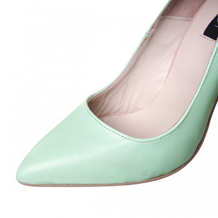 Pantofi Dama Piele Verde Menta si Imprimeu - Cod S711