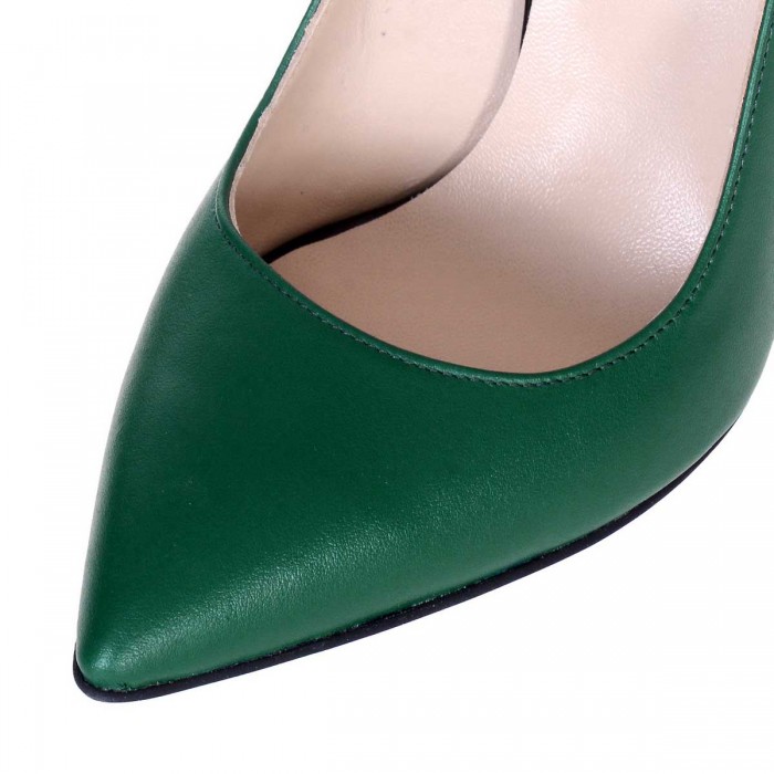 Pantofi Stiletto Piele Naturala Verde - Cod S732