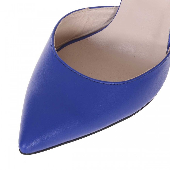 Pantofi Stiletto Decupati Piele Naturala Gri - Albastru - Cod S160