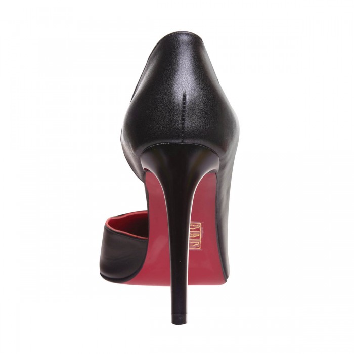 Pantofi Stiletto Negri Decupati Piele Naturala - S746