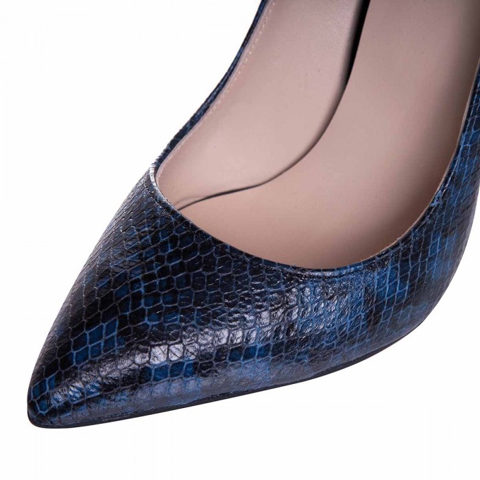 Maryanne Jones Specimen Slum Pantofi Stiletto Piele Naturala Imprimeu Sarpe Albastru - Cod S675
